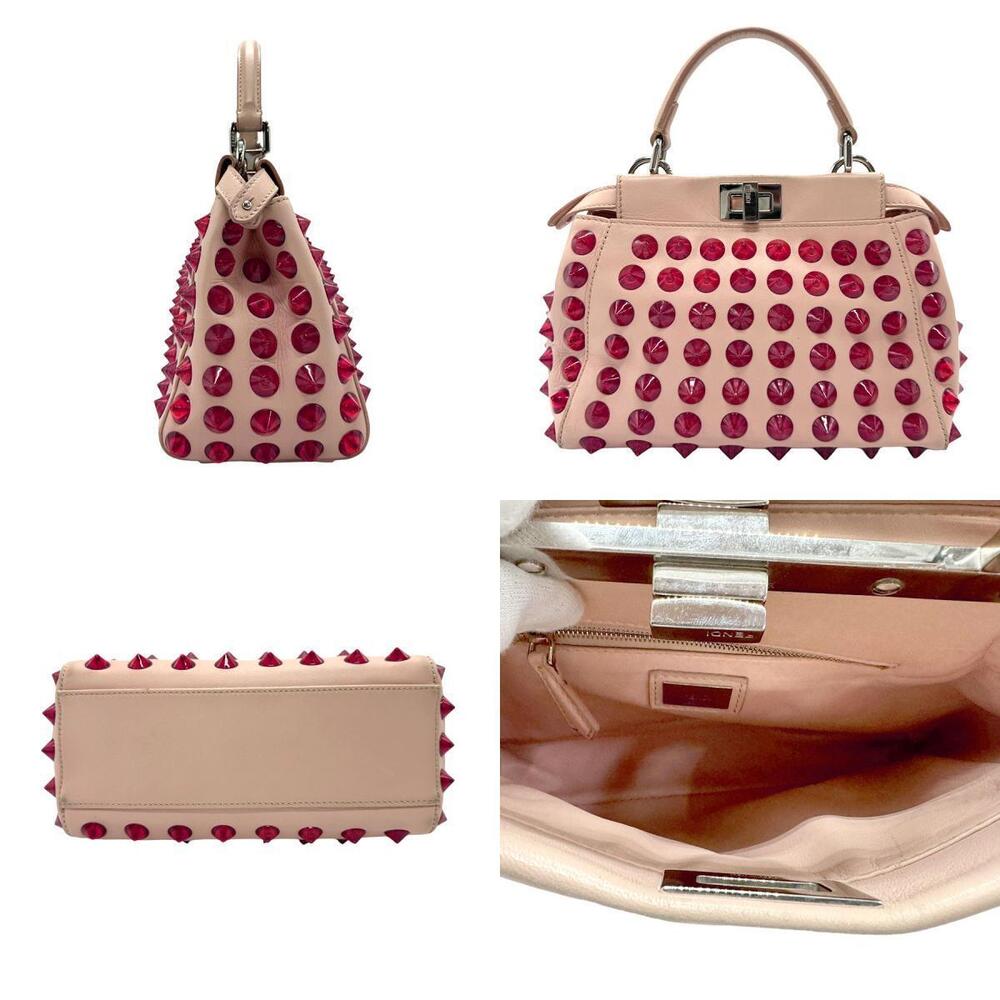 Fendi Peekaboo Handbag Shoulder Bag Pink Leather Resin - Picture 2 of 4